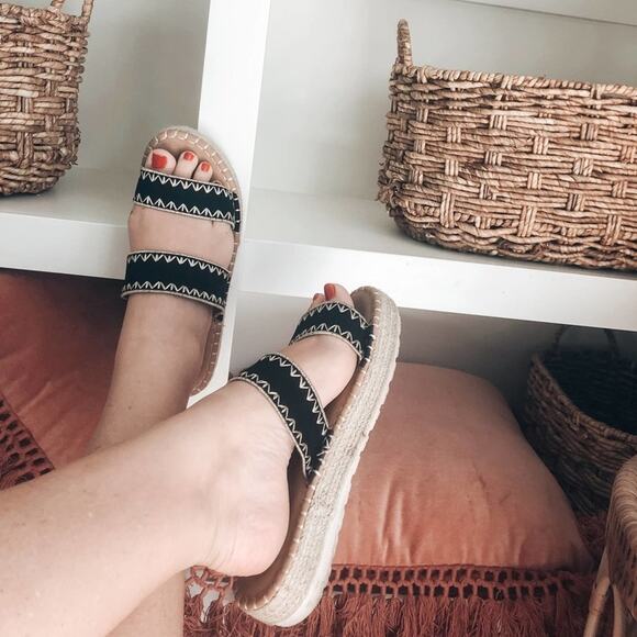 Minimalist Boho strap slide platform espadrille sandals 8.5 - Picture 3 of 3